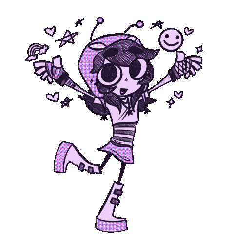 A drawing of myself in a doodle-like style with a happy expression on my face.