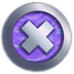 A close button. It's purple with a silver outline and "X" symbol in the middle.